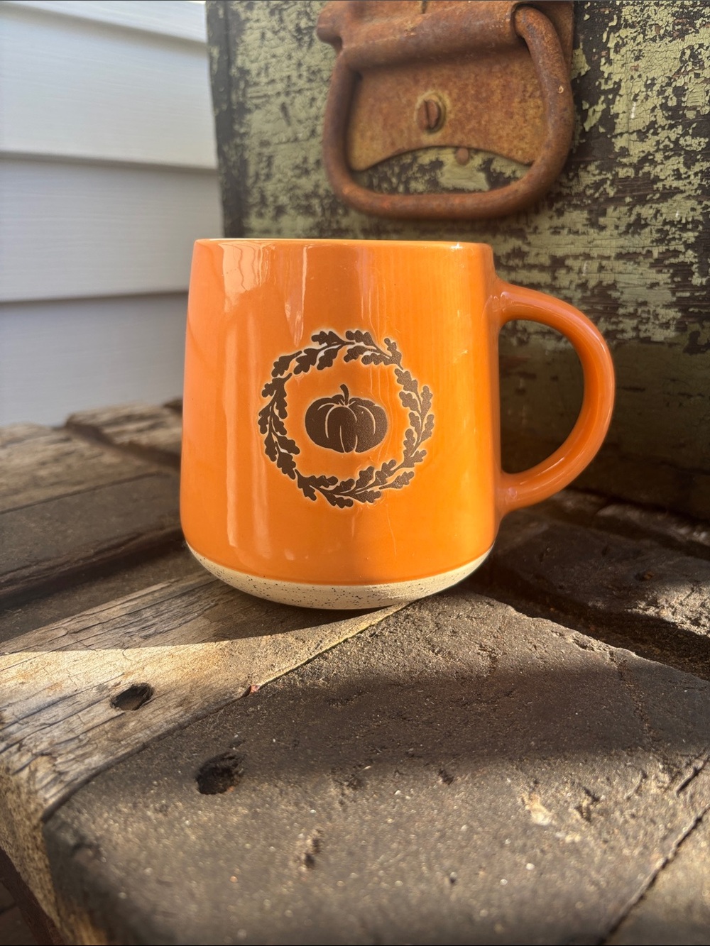Orange Fall Pumpkin Harvest Wreath Ceramic Coffee Mug